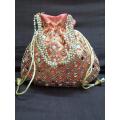 Fancy Pouch potli gol bridal purse :: Bridal satin pouch , Customized and handmade pouch. 