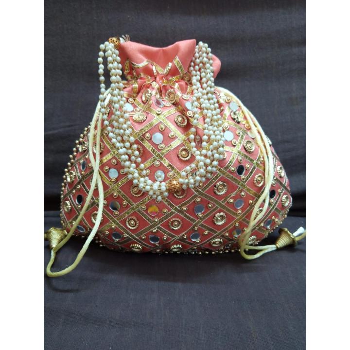 Fancy Pouch potli gol bridal purse :: Bridal satin pouch , Customized and handmade pouch