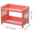 Desktop Double-Layer Plastic Storage Holder Rack Cosmetic Box Kitchen Bathroom Desk Shelf Organizer Office Supplies Stationery (RANDOM COLORS). 