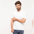 White Cotton Casual Polo Tshirt For Men. 