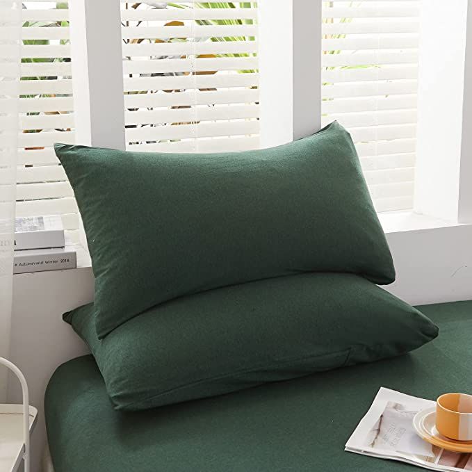 Jersey Pillow covers Pack of 2, Stretchable Quality Plain Solid Color, Size-20x30 inches