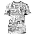 Old Newspaper 3D Printed T-shirt Men Women Casual Fashion Hip Hop Funny Short Sleeve Streetwear Vintage Tees Tops Summer Tshirts. 