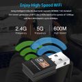 2.4G+5.8Ghz Dual Band 600Mbps Wireless USB Network Card WiFi Adapter Antenna PC Receiver for PC for Mac Windows XP/Vista. 