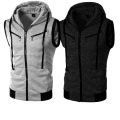 Pack of 2 Jaqueta Front Zipper Sleeveless Hoodies. 