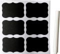 Pack of 06 Clip Sticker with 2 Chalks Label Holders for Pantry, PVC Basket Labels Clip, Removable Clips Labels, Shelf Label Holder, Label Holder for Storage Baskets (Black). 