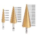 High Speed Steel Titanium Step Drill Bits, 4-12/20 / 32mm, HSS Step Cone Drill Bit, Pack Of 3 Sizes Also available.. 