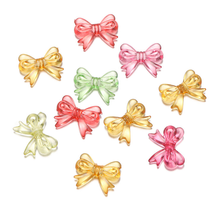 St Kunkka 20 30Pcs 15x18mm Acrylic Transparent Bow Beads Fashion Charm For DIY Jewelry Making