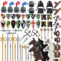 Medieval Castle Knight Equipment Building Blocks Arrow Horse Saddle Spear Crossbow Spartan Warrior Roman Bricks Toy. 