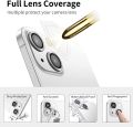Camera Lens Protector for iPhone 13 and iPhone 13 Mini,Ultra Clear HD Tempered Glass,Aluminum Alloy Lens Screen Ring Cover Film [Anti Scratch][Night Circle] - Starlight White. 