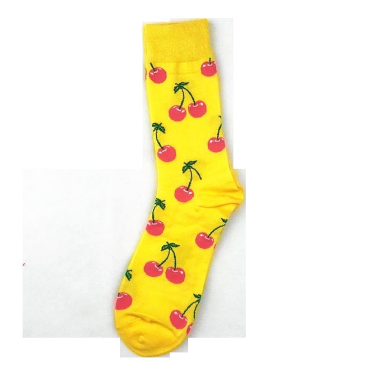【Atoztide Store】Happy Socks Personality Men& Cotton Socks Harajuku Ukraine Animal Print Fruit Pizza Banana Lemon Cherry