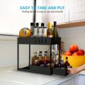 Double-Layer Multifunction Kitchen Storage Rack, Kitchen Storage Holder Sliding Seasoning Shelf Home Accessories. 