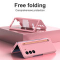 [Touch Pen & Glass Front Film] for Samsung Z Fold 6/5/4/3 Case | S Pen Slot | Ultra Thin Hard PC Cover for Galaxy Z Fold6 Fold5 Fold4 Fold3 | PINK. 