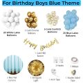 Beautiful Happy Birthday Decoration Set for Boys & Girls Including Birthday Banner, Latex Balloons, Metallic Balloons, Fairy Light, Adhesive Hook, Arch Tape & Net Curtains, Pink & Blue Birthday Decoration Full Set Items. 