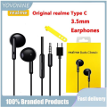 Realme Buds Classic Wired Earphone Type C 3.5mm In-Ear Headset 14.2mm Audio Drive HD Microphone Built-In Music For Smartphone. 