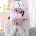 【Happier】 Girls Bunny Pinch Airbag Funny Hat Women Ears Hat Hand Plush Moveing Jumping Caps Children's Cartoon Stich Creative Cute Cap. 