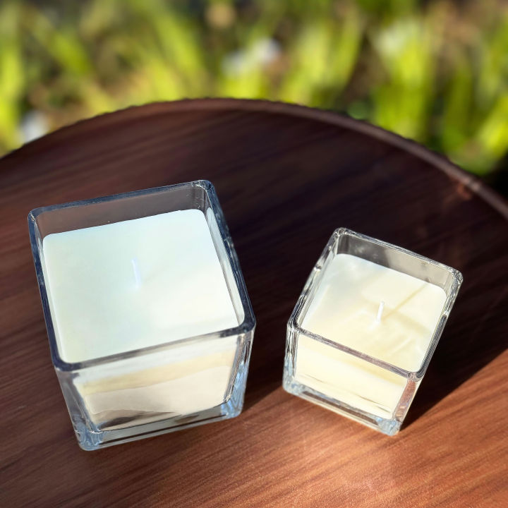 Personalized Transparent Square Glass Candle | 200g Soybean Wax ...