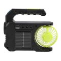 RD Rechargeable Camping Light with Solar Charger, Multifunctional Handheld Lamp Flashlight with Fan Emergency Light Multi Lighting Modes Work Lamp (Multicolour). 