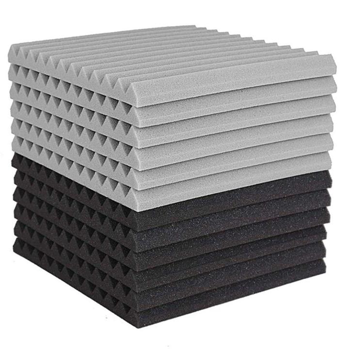 12 Pcs Acoustic Foam d,Studio Wedge Tile,Acoustic Foam Soundproof Pyramid Studio Treatment Wall Panel 2.5X30X30cm