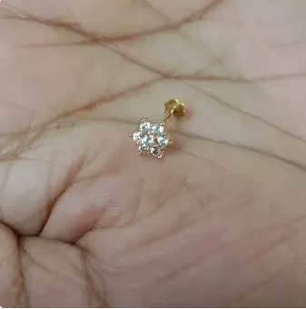 Nose pins for girls and women made by original Gold Diamond and Silver 100% original and real diamonds and gold with silver