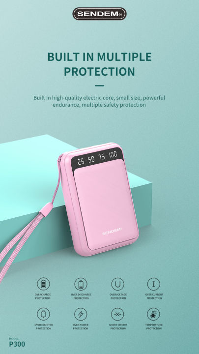 Rock%20Sendem%20P300%20Mini%20Powerbank%2010000mah%20Micro/Type%20C%20Input%202.1A%20Dual%20Port%20Digital%20Display%20Power%20Bank%20-%20Image%203