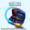 M28 TWS Gaming Wireless Earbuds Type-c LED Display Stereo Low Latency Heavy Bass HIFI Music Bluetooth Earphone Smart Touch Control Waterproof Sport Headset with Mic. 