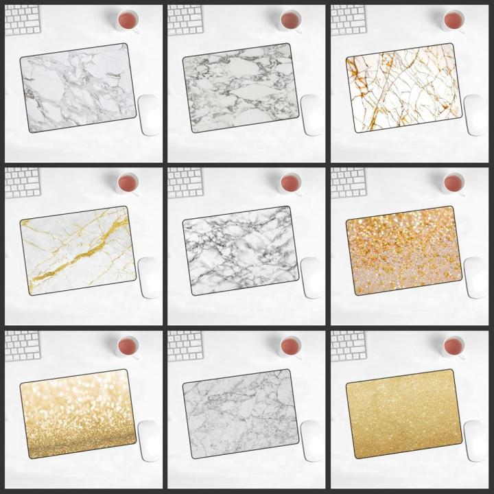 XGZ Promotional Game Mouse Pad Small Powder Gold White Stripe Marble 220X180X2MM Comfortable Minimalist Design Speed Mousepad