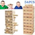 Wood Blocks Jenga Toys New 54pcs/pack Wooden Tower Wood Building Blocks Toy Domino Stacker Educational Game Gift. 