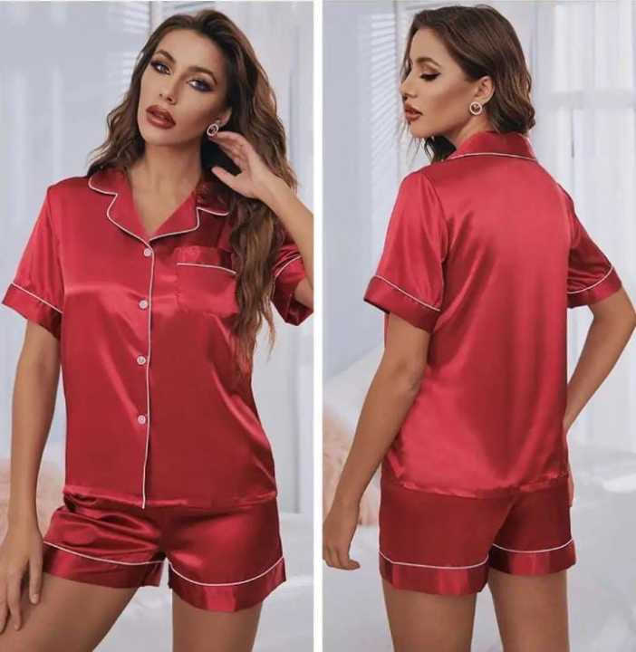 Luxury%202%20/%203%20Pcs%20Short%20/%20Long%20Silk%20Pajama%20Set%20For%20Women%20/%20Night%20Dress%20For%20Girls%20Cami%20Top%20/%20Shorts%20Premium%20Matte%20Satin%20PJ%20Set%20Nighties%20For%20Women%20/%20Lingerie%20Sleepwear%20-%20Image%203