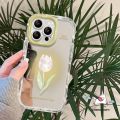 Art Tag Romantic Gradient Flowers Cover Compatible For IPhone 7Plus 14 15 12 11 13 Pro Max XR 8 7 15 Plus X XS Max SE 2020 Fashion Cartoon Tulip Luxury Make Up Mirror Bracelet Case.