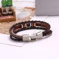 Cross-border hot-selling jewelry, simple hand-beaded multi-layer leather bracelets, European and American fashion popular men's bracelets, bracelets, and bracelets. 