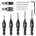 Countersink Drill Bit Set, Woodworking Chamfer Adjustable Countersink Tools on Counter Sink Holes with 1/4inch Hex Shank. 
