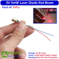 3 pcs Laser Diode Brass Module 3V 5mW Red 650nm 6mm OD for DIY, CNC & Electronics Projects by Electrica. 