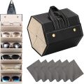 4 | 5 | 6 Slots Leather Sunglasses Case Portable Sunglasses Organizer Travel Eyeglasses Holder Storage for Women Men. 