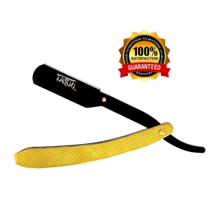 TASHI Professional Barber Straight Edge Razors, Straight Razors ( Ustra )  Stainless Steel, Shaving Tool, Men’s Ustra for  Beard &  moustache, With Gold Color Plated Handel.