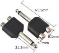 6.5mm Male Plug to Double RCA Female Jack Y Type Audio Adapter Connector Pack of 2. 