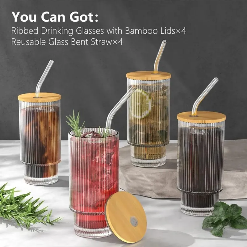 Round Glass Cup with Wooden Lid