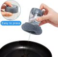 Metal Scrubber Sponge Scouring Pad Pot Scrubber with Liquid soap Dispenser Brush Push Button Cleaning Tool for Household. 