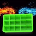 ICE CUBE TRAY Easy Push Pop out Square Silicon Ice Cubes Tray 15 Cubes. 