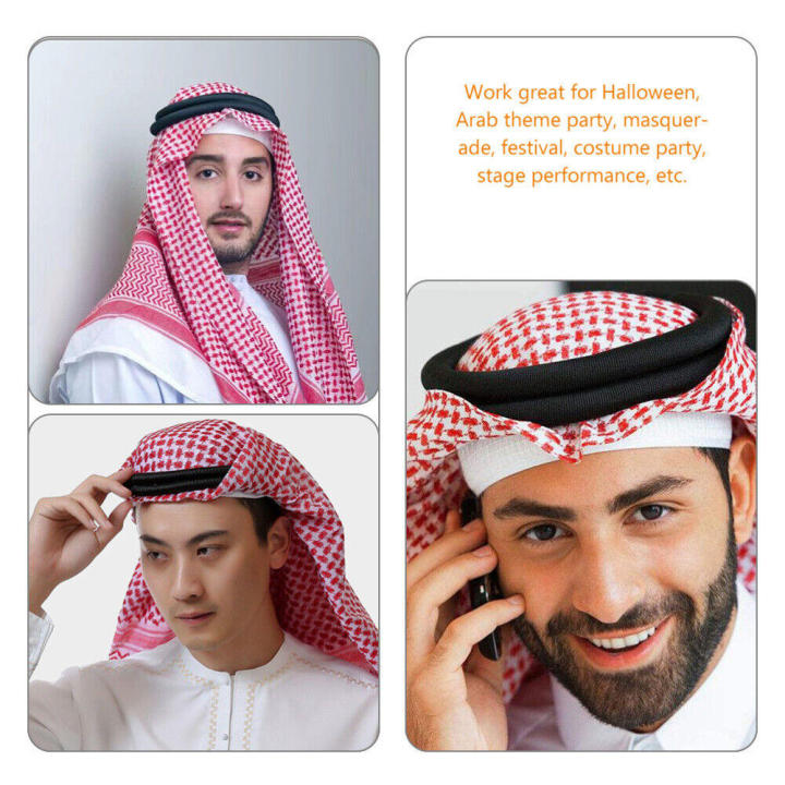 Traditional Arab Head Scarf Rope Versatile Men's Lightweight Arab Head Scarf Headband Embroidered Decorative Head Scarf Headband for Men Festivals Traditional events Arab-themed Parties Dance Performances Costume Occasions