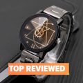 Classic Analogue Minimalist Round Black Dial Latest Generation Stainless Steel Linked Chain Black Strap Stylish Wrist Watch for Men and Boys - IIKBKMEN. 