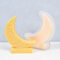 Silicone Moon Candle Mold Ramadan Decorative Resin Non-Stick Moon Gypsum Mould 3D Crescent Mold for Holiday Decor Event. 