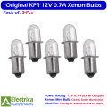 5pcs KPR 12V 0.7A OEM Xenon Flashlight Bulb, Original KPR 0IGAWA XPR12 Miniature Replacement for Work Lights and Emergency Lamps by Electrica. 