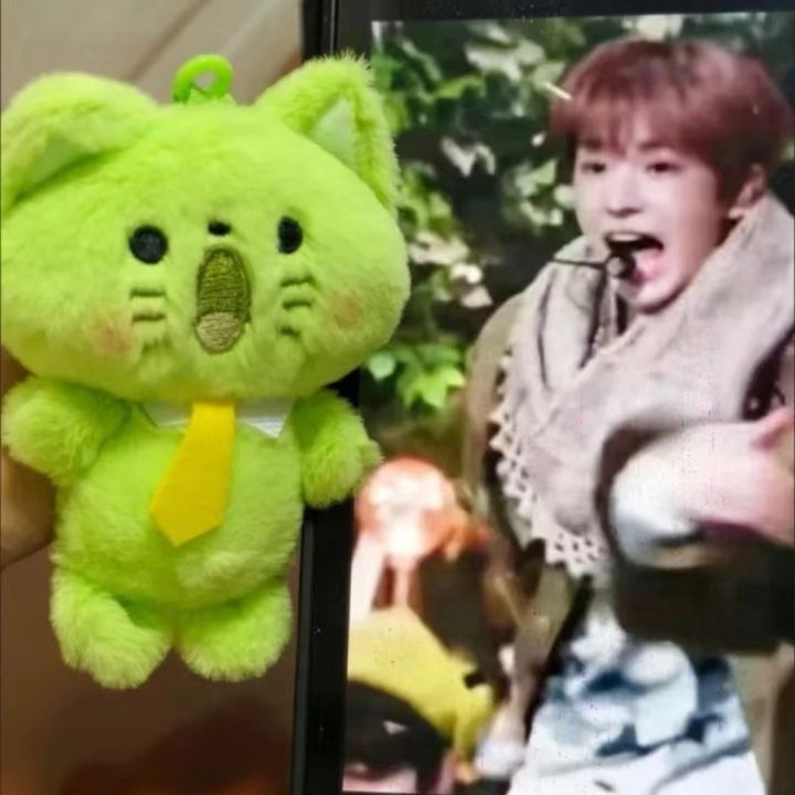 Kpop Idol NCT WISH Yushi Plush Keyring Green Cat Doll Stuffed Toys