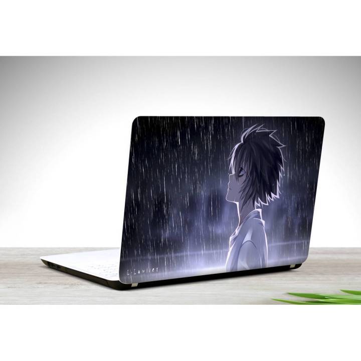 L Lawliet Death Note Anime Raining Laptop Back Skin Vinyl Stickers Decal,12 13 14 15 15.6 inches Notebook Laptop Skin Sticker for all Laptops