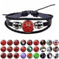 Shippuden Eye Bracelet Men Anime Uchiha Blood Chakra Eye Kaleidoscope Glass Button Black Weave Leather Bracelet Fashion Jewelry. 