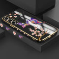 For Samsung S22 5G Colorful Cartoon Butterfly Square Edge Pattern Casing Plated Phone Shell Luxury Plating Soft Phone Case. 