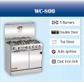 Welcome 5 Burner Gas Cooking Range With Oven Stainless Steel WC-800 - Silver. 
