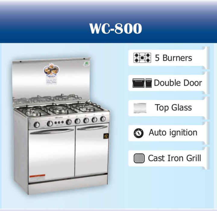Welcome%205%20Burner%20Gas%20Cooking%20Range%20With%20Oven%20Stainless%20Steel%20WC-800%20-%20Silver%20-%20Image%203