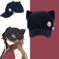 Anime EVA Shikinami Asuka Rangure Asuka Risoli Cat Ear Polar Fleece Hat Cosplay Cap and Badge Cute Cosplay Accessories. 