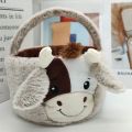 NCANRUI 10In/25cm Cute Plush Cow Easter Buckets with Ear Egg Hunt Easter Gift Bags Bags for Party Decorations Candy Gifts. 